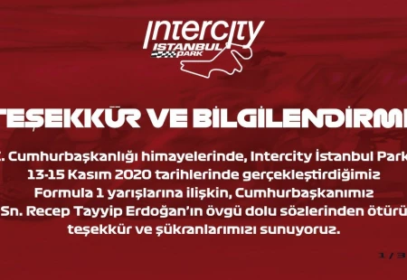 Intercity İstanbul Park, Cumhurbaşkanı Recep Tayyip Erdoğan'a Teşekkür Etti